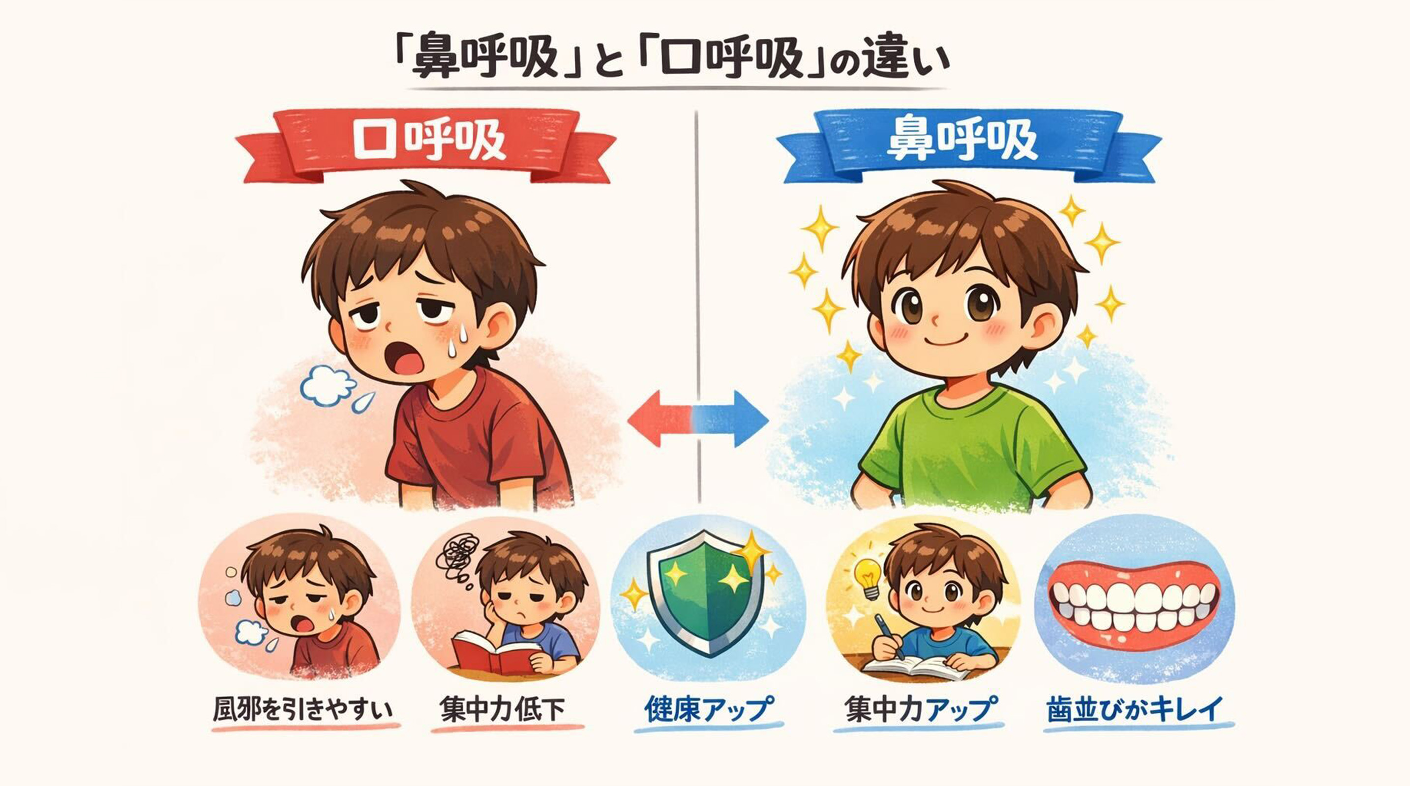 口呼吸から「鼻呼吸」へ